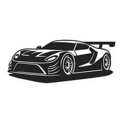 Naklejka premium Outline drawing of fast super car, sport car from side and front view. Sport car vector black line illustration isolated white background.