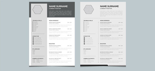 Simple clean editable unique creative modern professional minimalist business cover letter layout resume cv template design.