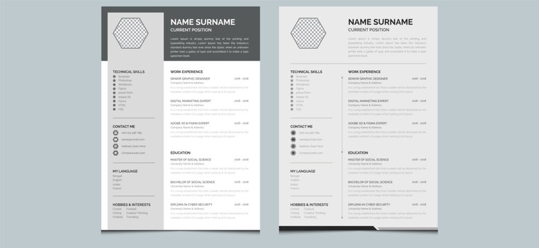 Simple clean editable unique creative modern professional minimalist business cover letter layout resume cv template design.