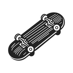 Stylish Black and White Skateboard Vector Silhouette