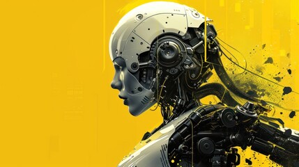 Fototapeta premium Robotic torso with dynamic splashes