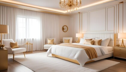 white and gold theme modern interior