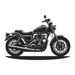 Obraz premium Flat Black and White Motorcycle Silhouette Vector Graphic