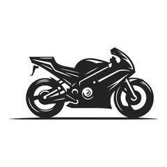 Flat Minimalist Motorcycle Silhouette in Black and White Art