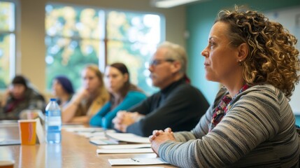 Fototapeta premium Comprehensive Adult Education and Lifelong Learning Class for Vocational Training and Continuing Education. Promoting Adult Literacy and Skill Development for Professional Growth.