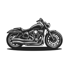 Flat Silhouette Motorcycle Vector Art in Black and White Design