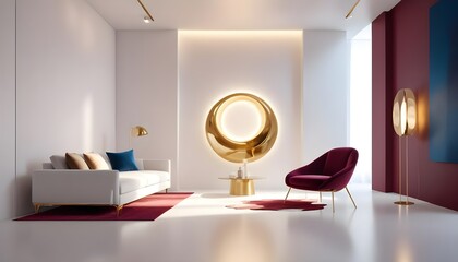 white and gold theme modern interior