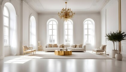 white and gold theme modern interior