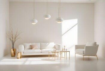 white and gold theme modern interior