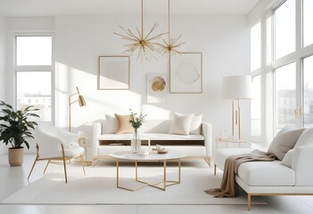 white and gold theme modern interior