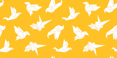 Vector illustration with an origami paper bird, a classic emblem of love and hope in Asian traditions. Isolated item in flat cartoon style for use in cultural design.