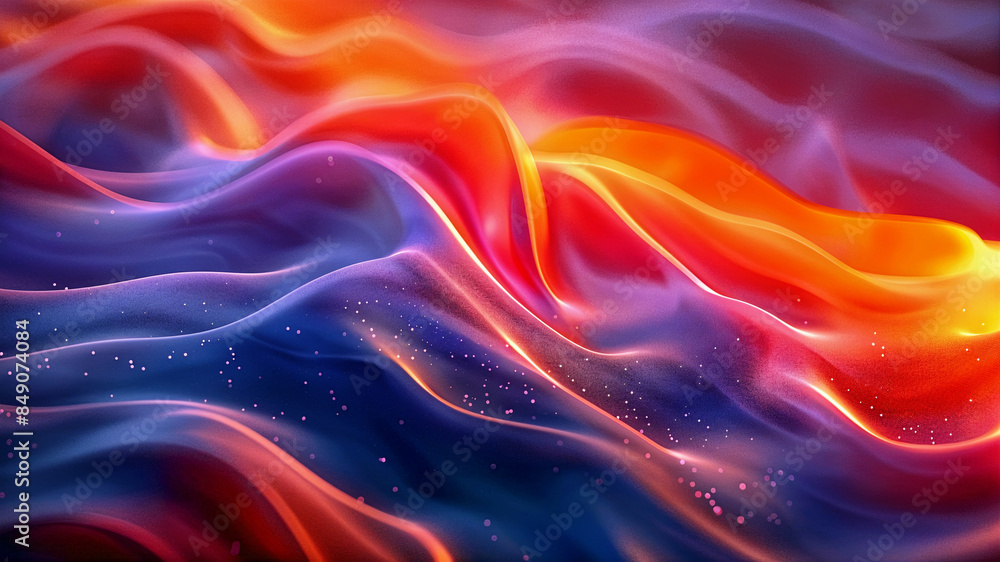 Poster abstract 3d background, wallpaper with smooth liquid dynamic shapes, multi-colored waves. generative