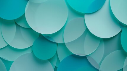 Cool teal background with overlapping translucent circles in aqua and seafoam. 