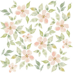 Vector watercolor floral seamless pattern design. Pattern with tiny pink flowers for fabric, wrapping paper design
