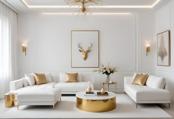 white and gold theme modern interior
