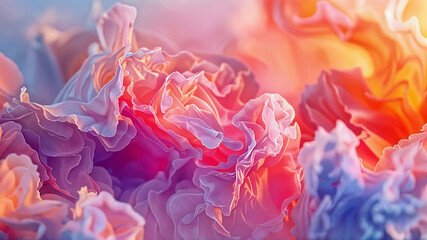 Abstract 3D background, wallpaper with smooth liquid dynamic shapes. Generative AI