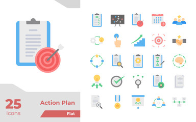 Action Plan Flat Icons Set