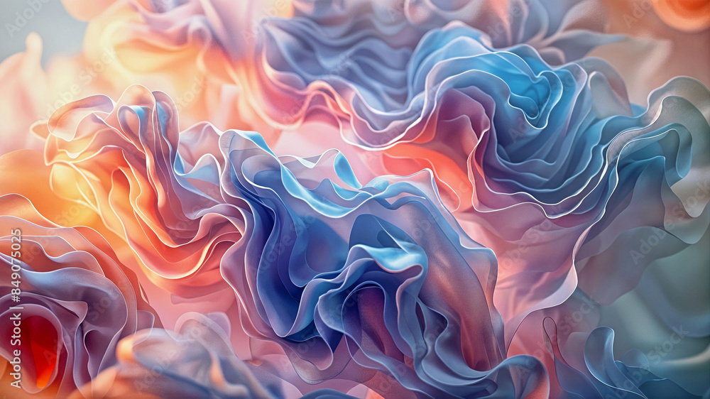 Aufkleber abstract 3d background, wallpaper with smooth liquid dynamic shapes. generative ai