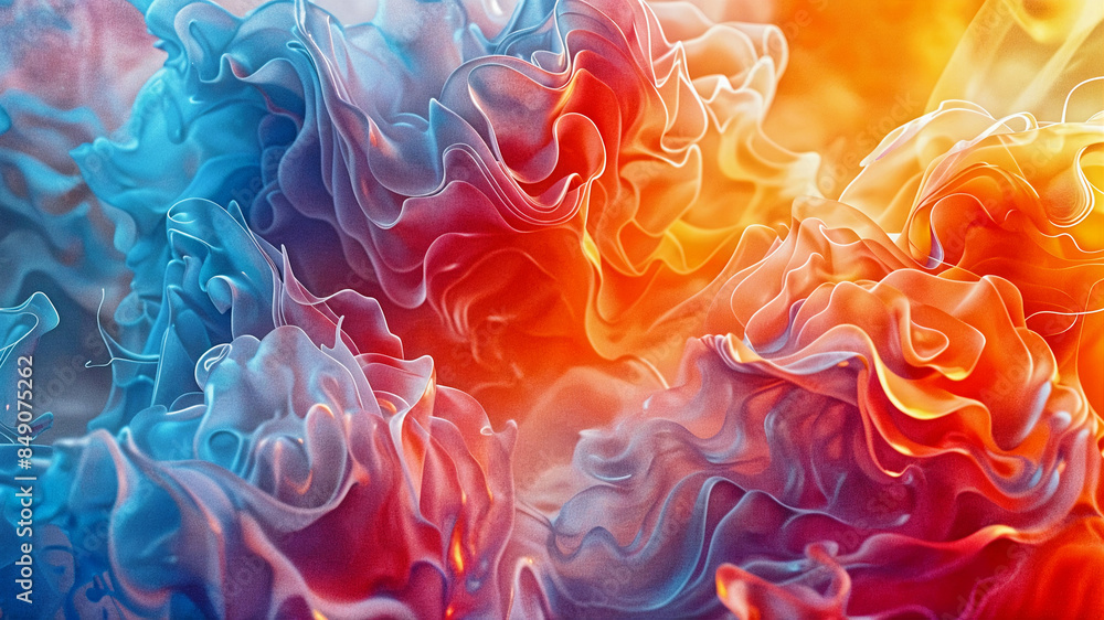 Aufkleber abstract 3d background, wallpaper with smooth liquid dynamic shapes. generative ai