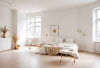 Fototapeta premium white and gold theme modern interior