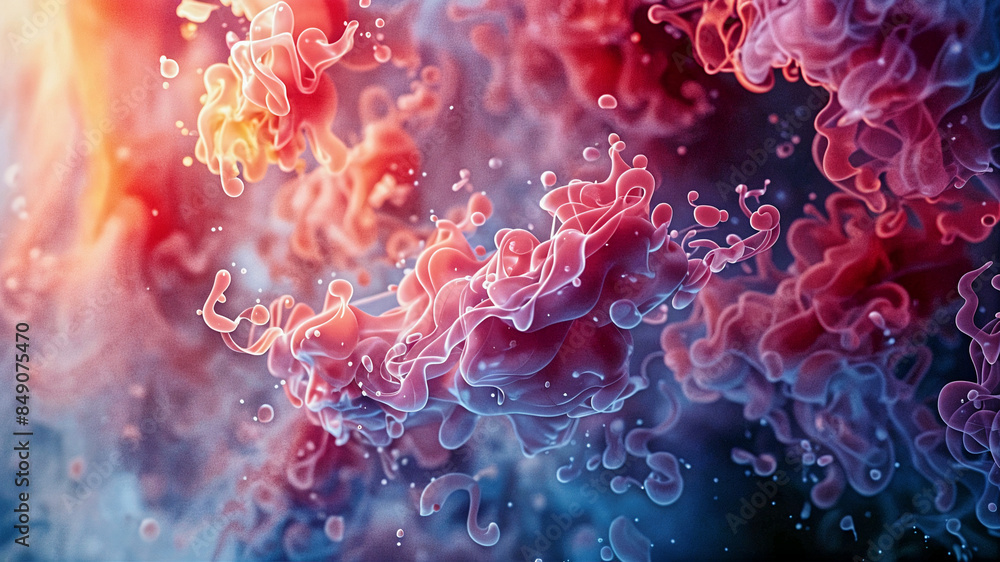 Poster abstract 3d background, wallpaper with smooth liquid dynamic shapes. generative ai