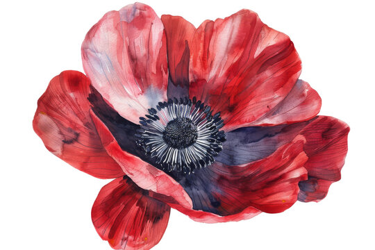 recommend clip art: Vibrant watercolor painting of a red poppy flower with intricate details and delicate brush strokes. Perfect for art and nature themed projects.