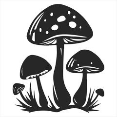 Mushroom Black and White Icon Vector illustration