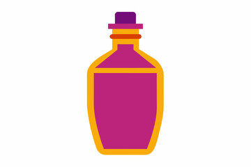 Stylish One-Color Bottle Design Vector,bottle, glass, isolated, container, object, perfume, drink, wine, old, vintage, water, antique, lamp, 