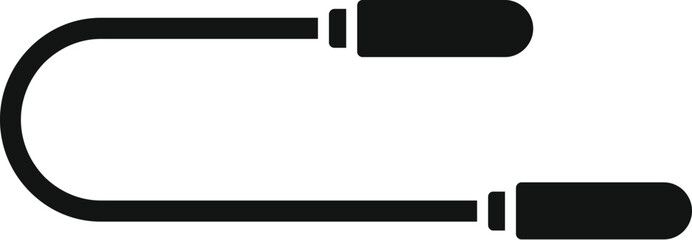 Simple black icon of a skipping rope, perfect for representing fitness, exercise, and healthy living