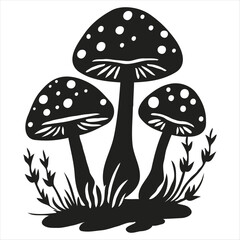 Mushroom Black and White Icon Vector illustration