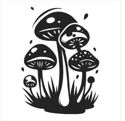 Mushroom Black and White Icon Vector illustration
