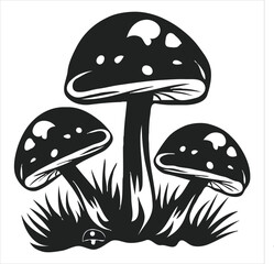 Mushroom Black and White Icon Vector illustration