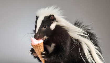 Skunk Enjoying Ice Cream