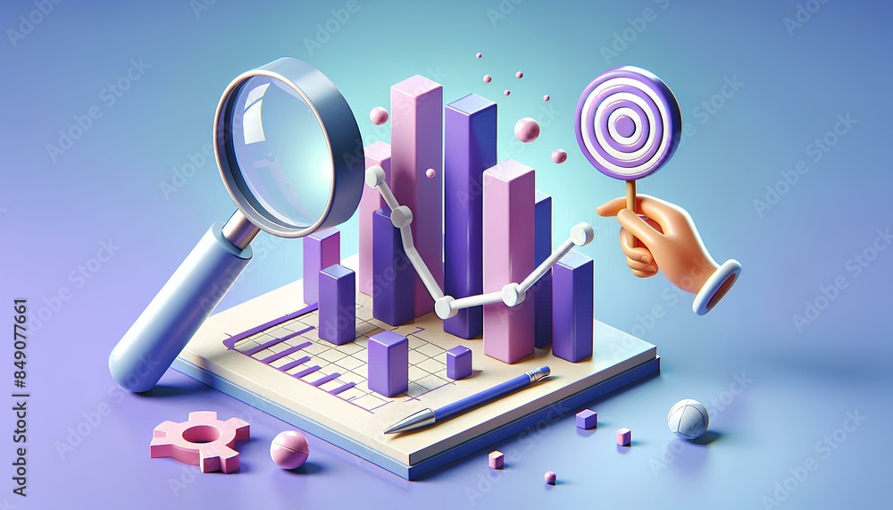 Aufkleber 3d image is an abstract representation of data analysis and marketing. the graph suggests growth, th