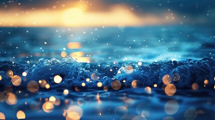 Lights with a backdrop of the sea Ocean waves