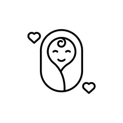 Precious baby outline icons, minimalist vector illustration ,simple transparent graphic element .Isolated on white background