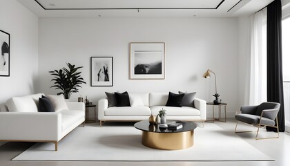 white and gold theme modern interior