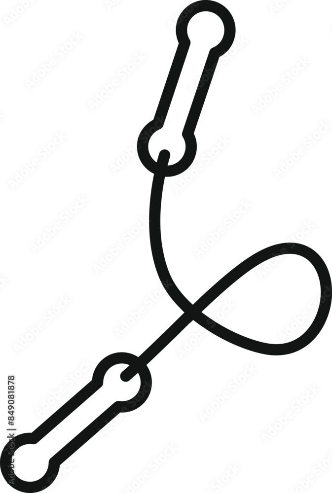 Poster nunchaku weapon icon in outline style for any design project
