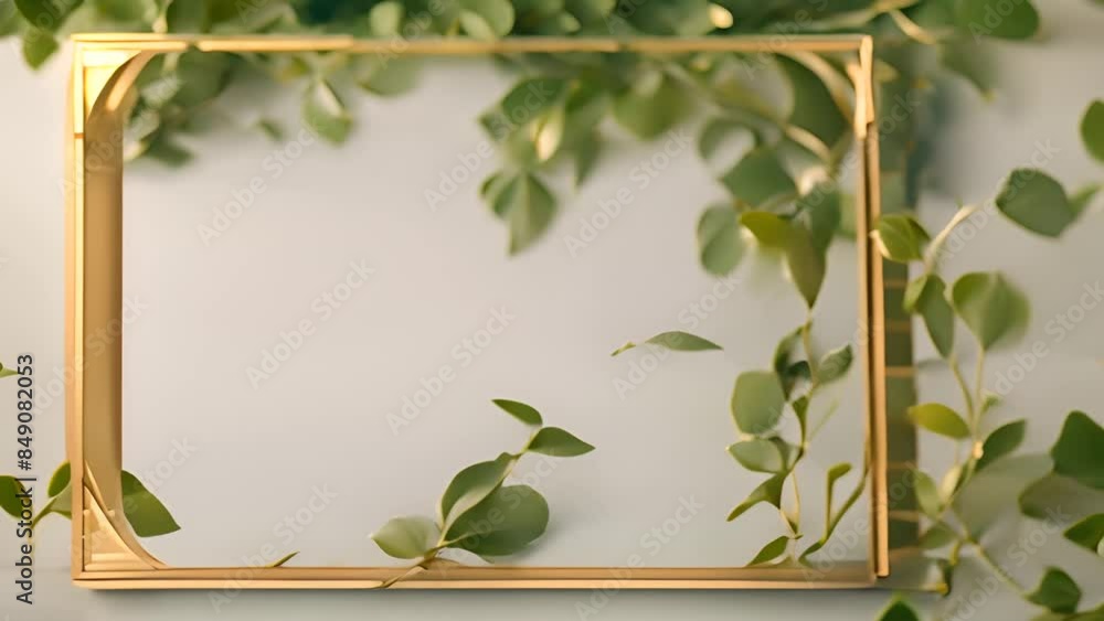 Poster gold frame with eucalyptus greenery generative ai