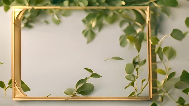 Gold Frame With Eucalyptus Greenery Generative AI
