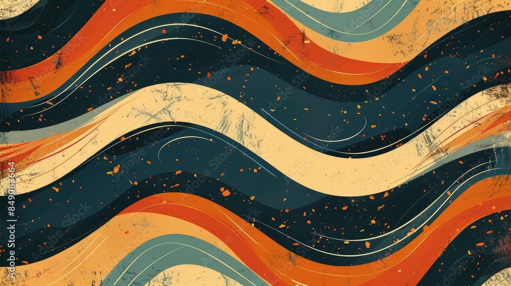 Poster abstract retro vintage background with wave patterns