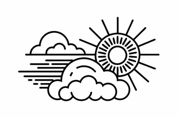 summer-sun-with-cloud-logotype-line-art-vector,sun, weather, cloud, icon, illustration, vector, rain, symbol, sky, nature, summer, sunny, day, forecast, design, cloudy, cartoon, climate, season, 