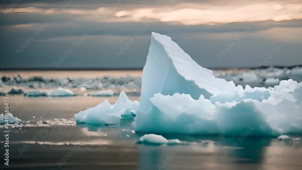 Poster icebergs floating in arctic waters generative ai