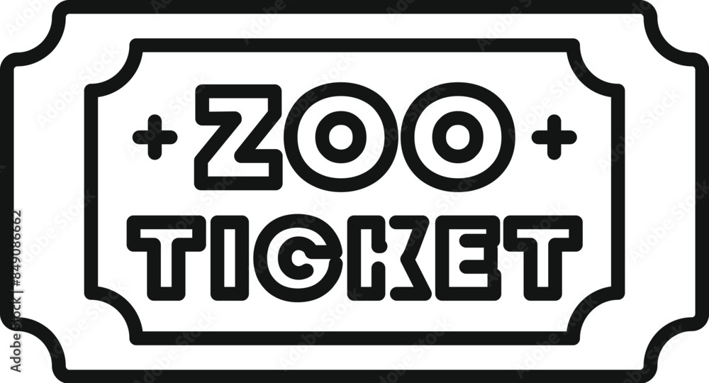 Poster simple icon of a ticket granting access to a zoo for observing animals