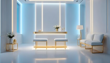 white and gold theme modern interior