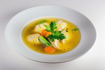 Creamy Chicken Soup with Egg-Lemon Sauce and Fresh Seasonings
