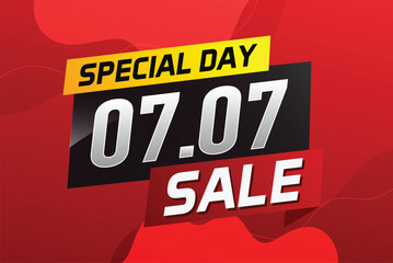 7.7 Special day sale word concept vector illustration with ribbon and 3d style for use landing page, template, ui, web, mobile app, poster, banner, flyer, background, gift card, coupon

