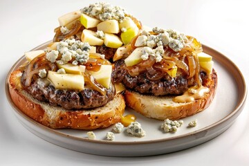 Delicious Fall Burger with Caramelized Onion and Blue Cheese
