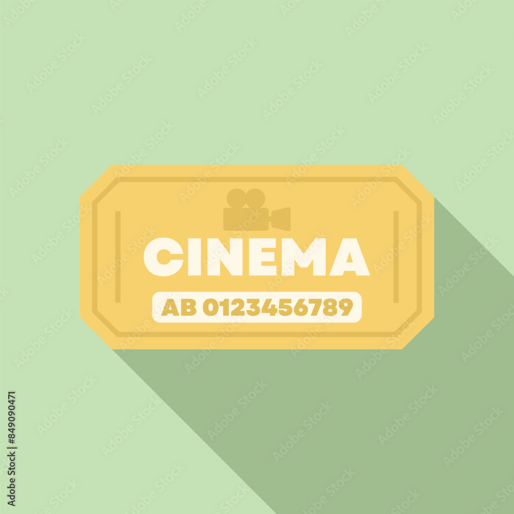 Poster cinema ticket is lying on a surface, showing a camera icon and some random numbers