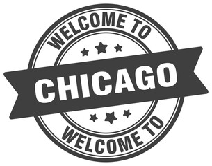 Welcome to Chicago stamp. Chicago round sign